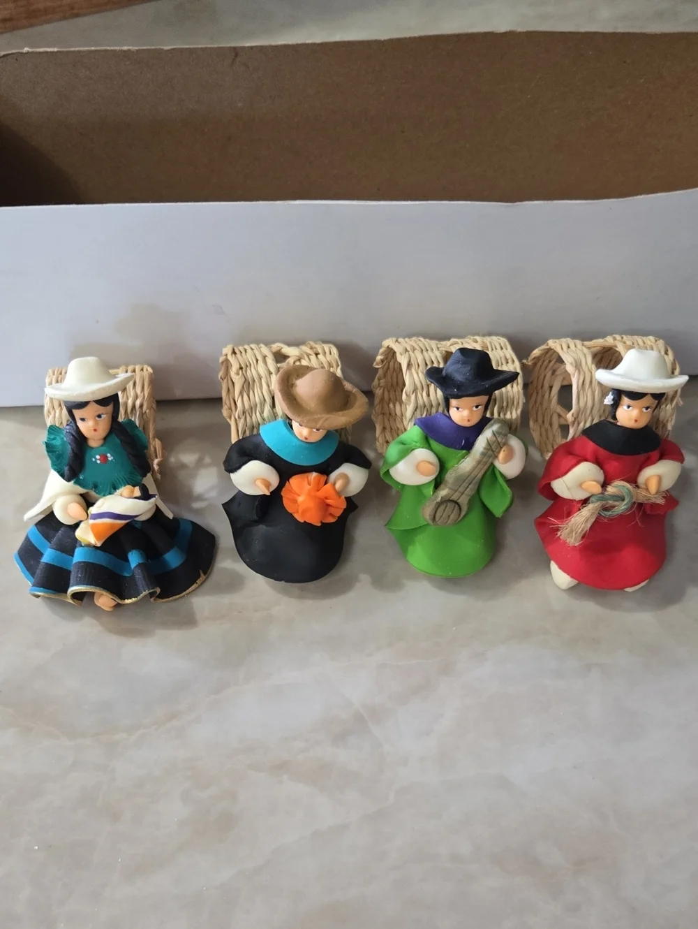 Handmade Andean Doll Set - Colorful Traditional Figurine Napkin Rings